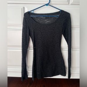 Express black floral long sleeve top XS